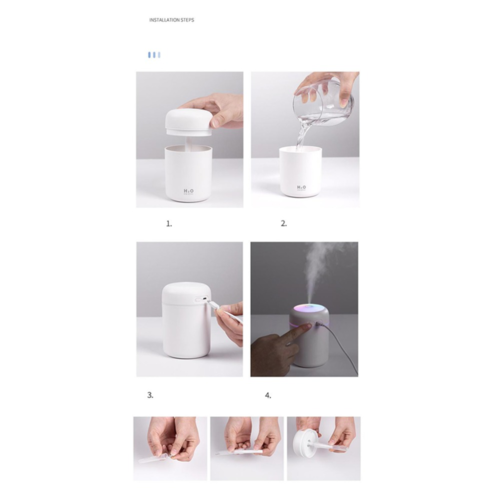 Humidificateur d’air portable avec diffuseur d’huiles essentielles pour voiture et maison